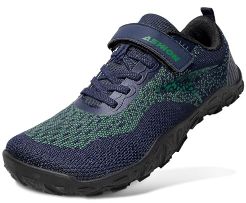 Kids Trainers Barefoot Shoes Outdoor Trekking Trainers Boys Girls School Shoes,Blue Green,1 UK