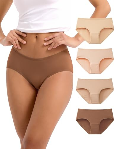 INNERSY Bragas Mujer Algodón Cintura Media Ropa Interior Cómoda Pack de 4 | Braga Hipster Clásico Diario, Braguitas Deportivas Suaves, Cuecas Mulher Algodão, Sin Etiquetas, Ttrabajo, Deporte, Sueño