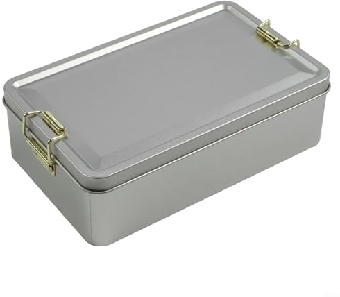 Elegantes latas de almacenamiento de metal para galletas y té, diseño rectangular, tapas resistentes, para organizar golosinas de cocina (L)