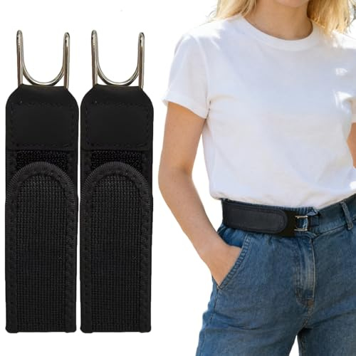 2 pezzi cintura senza fibbia per uomo e donna, cintura elastica tattica con gancio in metallo senza fibbia, unisex, cintura in vita invisibile, per uomini e donne, lavoro, libero, Nero, Siehe