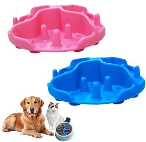 2Pcs Slow Feeder Insert for Dog Bowl 5 Inch Anti-choking Safe Soft Silicone Slow Feeder Insert for Small Dogs and Cats