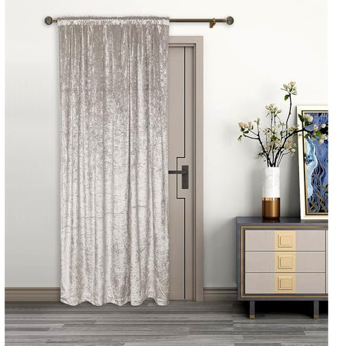 umlout Thermal Door Curtain Rajpur Natural Crush Velvet Winter - Saves Energy, Prevents Draughts Reduces Heat Loss