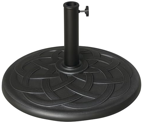 Outsunny Base para Sombrilla de Jardín Peso Neto 19 kg Soporte de Parasol Apto para Mástil de 38mm/48mm Resina para Terraza Patio Exterior Ø54,5x33 cm Bronce