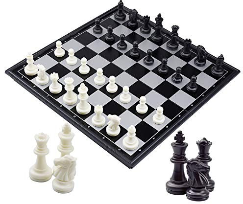 SANTOO Jeu D'échec Deluxe Pliable, Echiquier Magnetique avec Echecs, Echecs Magnétique Noir et Blanc pour Enfants et Adultes