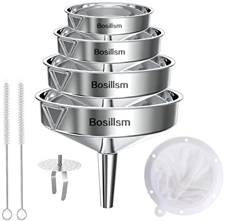 Kit imbuto 4 pezzi in acciaio inossidabile, imbuto per marmellata imbuto filtro da cucina in acciaio inossidabile per la pulizia per trasferire ingredienti liquidi