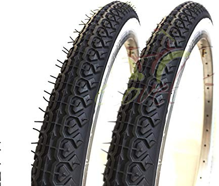 Lot de 2 pneus 20 x 1,75 (44-406) pour vélo de ville Graziella | Pneus de route en caoutchouc blanc/noir