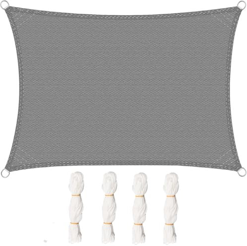 WOLTU Toldo Vela de Sombra Rectangular 2.5x4 m HDPE Transpirable Anti Rayos UV Solar protección 85% Resistente y para Jardín, Patio, Exteriores Arena, Gris