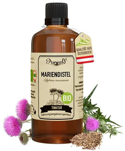 NEU! Auwald Mariendistel Tropfen BIO – Hochwertiger Auszug, Extrakt, Essenz & Tinktur – 100% BIO Landwirtschaft, Frei von künstlichen Zusätzen und Farbstoffen, Hergestellt in Österreich – 100ml