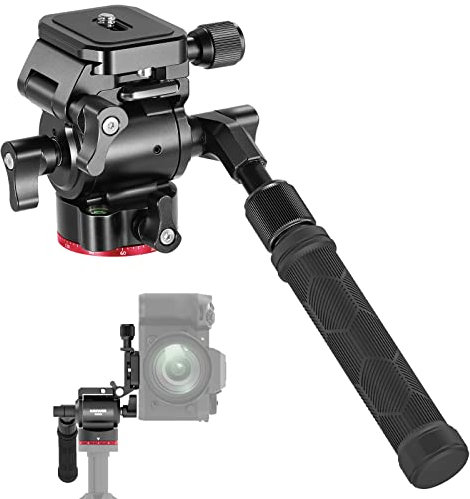 NEEWER Tête de trépied vidéo Commutateur Vertical/Horizontal amélioré,tête Fluide compacte en métal inclinable avec Plaque QR de Type Arca,Base graduée(⌀43mm),Charge maximale 3kg,GM26