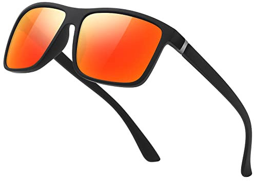 suoso Polarisiert Sonnenbrille Herren Damen Unisex Schwarz Retro Ultraleicht Rahmen UV400 Shutz Sonnenbrillen Polarisierte Klassische Brille für Fahren Geschäftsreise Reise Rot
