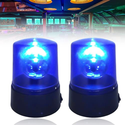 LED Blaulicht: 2 Stück LED-Partyleuchte im Blaulichtdesign, LED Rundumleuchte mit Drehendem Reflektor, 360° LED DJ Blitzlichte, Batteriebetrieb DJ Partybeleuchtung, Dekoration für Club Party Ballsaal