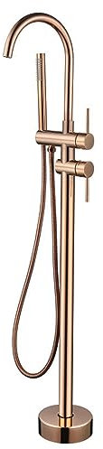 Grifo Bañera de pie, Griferia Baño 2 Modos De Pie Grifo Independiente para Bañera Giratorio 360°,oro Rosa
