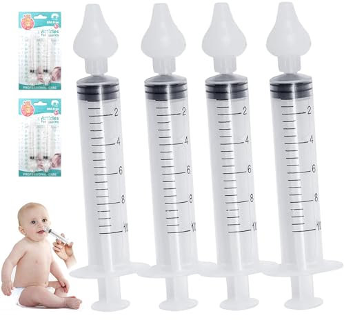 ARONRAVE Nasensauger Baby 4 Nasensauger Baby 10 ml Nasendusche Kinder mit Silikon Nasenreiniger Tragbares Säuglings Nasenreinigungsspülgerät Wiederverwendbar Nasenwaschreiniger