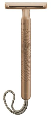 MÜHLE Companion Rasierhobel - Unisex Sicherheitsrasierer - Metall Rosegold - mit sandfarbener Kordel - nachhaltige Rasur