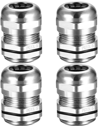 YITYDaMai M20 kabelgenomföring, 4 st PG13,5 metallkabelgenomföringar, vattentät justerbar kabelanslutning, mässingsledningar för 6-12 mm diameter kabelintervall - PG13,5/M20