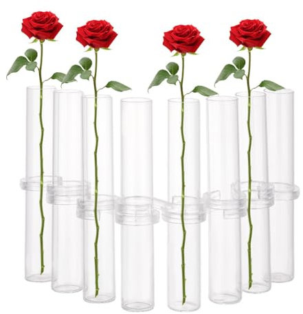 OLYCRAFT 8Pcs Glass Test Tube Vases with 14Pcs S-shaped Hooks 30.5x180mm Hydroponic Plant Vase 27mm ID Plant Terrarium Flower Pots for Hydroponic Plants Home Garden Wedding Decoration