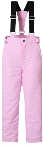 MONTFLIX Kids Waterproof Snow Pants Winter Warm Skiing Snowboard Pants for Girls（10Y,Light Pink