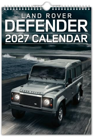 The Calendar King Landy Defender Landie Defender - Calendario de pared 2025 - Nostálgico/coche clásico/Navidad/cumpleaños/idea de regalo/presente/novedad (todo color, tamaño A4)