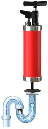 Qcesorib Sturalavandini a Pressione con 4 Ventose, Pompa Stura Scarichi a Pressione con Barometro, Sturalavandino ad Aria Compressa, Stura WC, per Cucina Bagno Lavandino