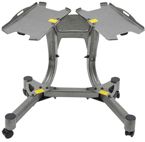 Hantelständer, Fahrbar Metall Hantel Halter mit Universalräder Gewicht Stand Hantelablage Adjustable Dumbbell Stand Hantel Rack Tragfähigkeit 100kg Silber-Grau