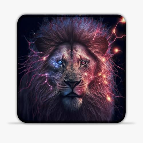 LJSPTU Gaming Mouse Pad lion Portable (10-inch SU Cloth Mouse Pad Non-Slip Rubber Base, Stitched Edges 360° Smooth Tracking for Esports, Compact for Travel Gaming Setup