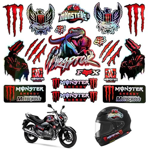 deegbbyi Helm Aufkleber, Reflektierende Aufkleber für Motorradhelm, Wasserfeste Auto Sticker, Monster Klaue Dekor Sticker, für MotorräDer, Skateboard, Helme, Auto, Laptop (Rot)
