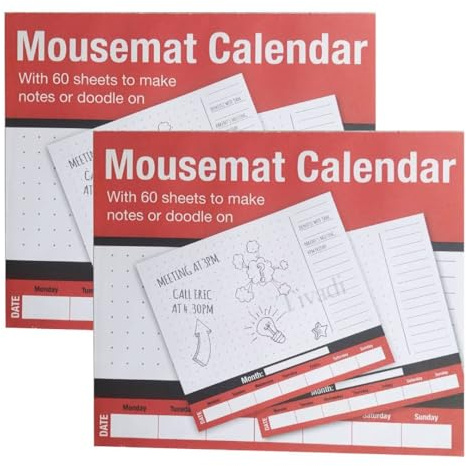2x Mousemat Calendar Weekly Desk Planner Pad, 60 Sheets, Week-to-View Format, Undated