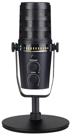 High Fidelitys USB dynamisk mikrofon för spel och podcasting med justerbar känslighet och brusreducering