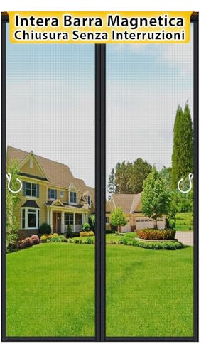 HOFUDON Moustiquaire Porte Magnétique 120x220cm Fibre de verre, Barre Magnétique Pleine Longueur Ultra-puissante de Haut en Bas, Fermeture Automatique, Noir Moustiquaire Mailles ultra-fin