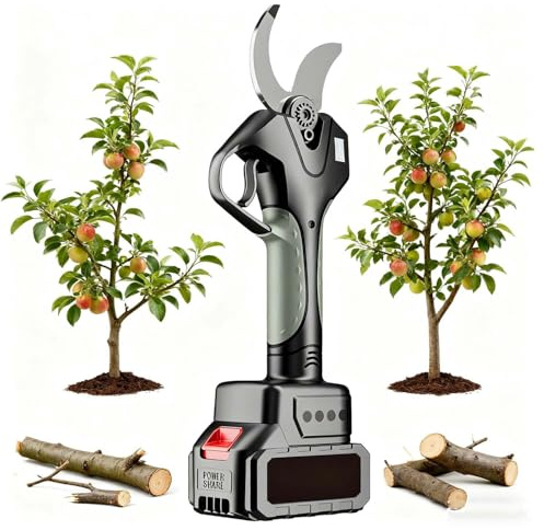 CUTANGELAR Upgraded Electric Pruning Shears,3 Cutting Diameter Cordless Power Pruner, Brushless Motor Pruning Shears with 1500mAh*2 Rechargeable Batteries for Garden Tree Pruner Branch(with Pole)