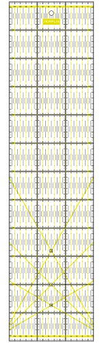 SEMPLIX Patchwork-Lineal Quilt-Lineal, transparent, mit cm-Skala und Winkelfunktionen, ideal für Patchwork und zum Basteln, 60 x 15 cm (gelb)