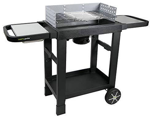Cook'in garden, Barbecue Charbon ou bois Easy 60, Allumage Facile et Rapide, Montage sans Vis sans Outils, Cuve en FONTE et roues renforcées, Tablettes de préparation déclipsables