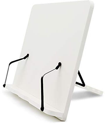 Läsställ matlagning bokhållare 33,5 x 23,7 cm recepthållare, bokstöd, vikbar läsläslampa, bokhållare för koksbok, recept, iPad, justerbar bokhållare för läsning, kök och kontor, lätt att rengöra