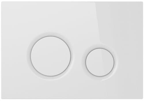 MYLAVABO Drückerplatte WC Betätigungsplatte passend für Geberit Sigma Vorwandelement für Geberit Spülkasten Sigma UP300, UP320, UP700, UP720 (Weiss-Rund, Kunststoff)