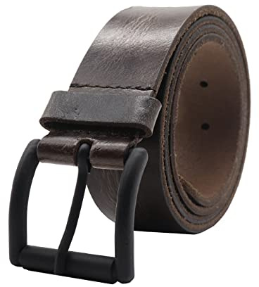 PELLE TORO Hunter Leather Belt for Men, Handmade Men's Belt for Jeans, Work or Casual Cowboy Style (Trouser Sizes 32in - 36in, Cocoa)
