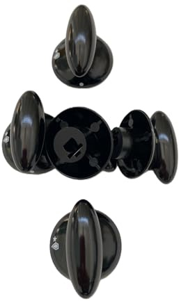 Manopole Piano Cottura Comatibili con Franke Country Pulsar – Set 5 Pomelli Cucina Neri – Ricambio Manopole Franke (Fk1330042459) - Foro Innesto 6mm e Gambo Sporgente 8mm