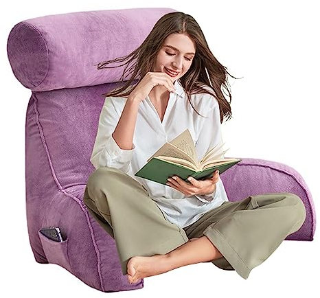 AMZZHAO Lesekissen Stützkissen Bücherkissen Bettruhekissen Rückenkissen Keilkissen Nackenkissen Dekokissen Fernsehkissen mit Armlehnen und Nackenstütze für optimalen Sitzkomfort