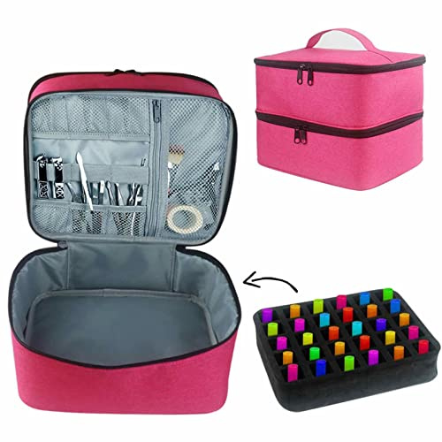 Custodia Smalto Per Unghie Organizer Per Borsa - Conservazione Perfetta Per 30 Bottiglie | Custodia Da Trasporto Per Lampada Per Unghie Doppio Strato | Per Strumento Per Manicure E Smalto