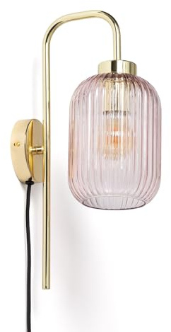 LEDKIA LIGHTING Lámpara de Pared Metal y Cristal Belino Rosa E27