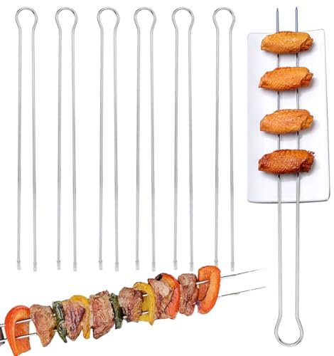 CYTGOUPER Pack of 6 Double Pronged Metal Grilling Skewers, 12inch BBQ Metal Skewers for Grilling,U-shaped Design Skewer BBQ Grill Set for BBQ Cookouts Picnic Camping Oven Use