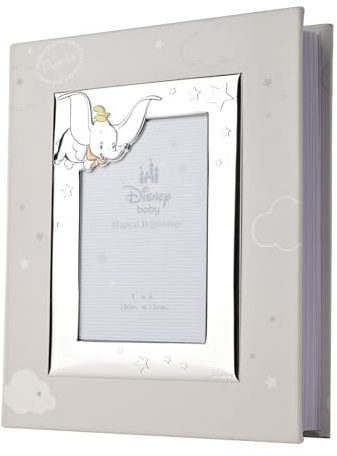Disney - Dumbo - Album Fotografico primo Anni Argentato con Cornice Frontale 10,2 x 15,2 cm - Made in Italy - Licenza Ufficiale Disney Merchandise - 29 Pagine - primo Anni Nido, Bambini