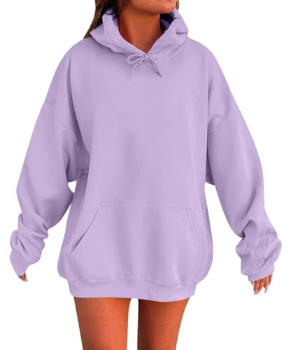 HUIFUAO Huvtröjor för kvinnor överdimensionerad tröja för kvinnor plus size huvtröjor pullover svart långärmad toppar med ficka