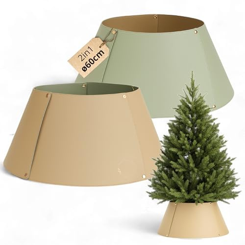 LIVLIG - Soporte para árbol de Navidad, 70 cm, ajustable, collar para árbol de Navidad, plegable, color: gris/verde