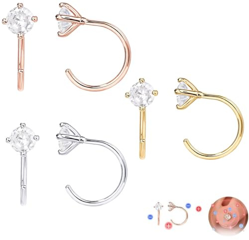 3 Pares Pendientes de Drenaje Linfático,Pendientes Abiertos En Forma de C,Pendientes de Drenaje Linfático para Bajar de Peso,Pendientes Magnéticos Joyas para Mujer