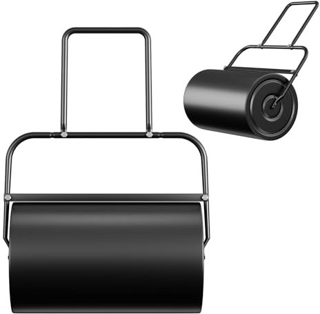 VELPAX Rouleau à gazon en acier robuste de 48 L, 62 kg de poids maximum, 60 cm x 32 cm, rouleau d'herbe rempli d'eau ou de sable avec bouchon de vidange amovible – Pour une pelouse lisse et sans chocs