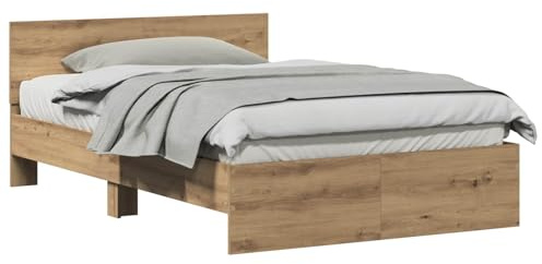 vidaXL Bettrahmen Artisan-Eiche 203 x 185 x 70 cm Holzwerkstoff, Stylischer Bettgestell, minimalistisches Design, hochwertiges Holz, Moderne Möbel, Stabiler Support, praktische Einrichtung