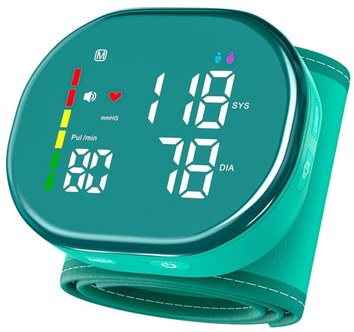 iEarve Wrist Blood Pressure Monitor Digital Rechargeable BP Monitor with 2x120 Memory, Carrying Case & Wrist Support, 5.3-7.7 Adjustable Cuff, Easy to Use for Seniors & Family Home Use