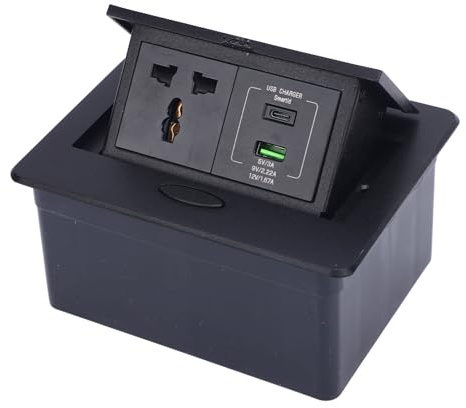 Asixxsix Presa Pop-up, 1 Presa CA 1 Porte USB A 1 USB C PD20W, Ciabatta Incorporata con Design A Prova di Polvere D'acqua, per Ufficio, Scuola, Cucina, Spazio Abitativo