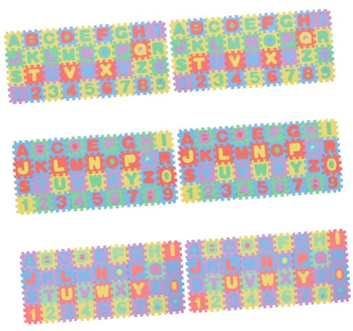 TOBBOMEY Tapete de Rompecabezas para Niños Letras y Números, Colchoneta para Ñiño 5x5 Cm, Espuma Eva Resistente al Agua, Alfombra Entrelazada para Gateo y Juego, 6 Piezas