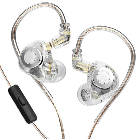 Fesjoy Ergonomiska In-ear Scenhörlurar med Löstagbar Kabel, Rika Musikdetaljer, för Musiker, PU-öronkrokar (Med Mic)